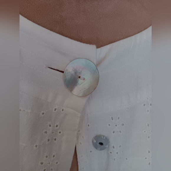 Milano~White Embroidered Eyelet Lightweight Cardigan Jacket Y2K - Picture 7 of 15